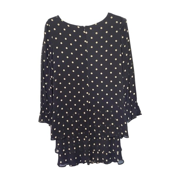 Jones New York Navy Blue & White Polka Dot Ruffle Tiered Dress Women’s Size 6 - Picture 4 of 11